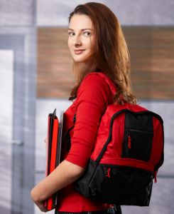 View bags Girl with backpack