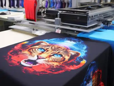 T-shirt with a tiger on the front on printer