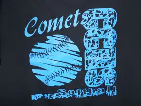 Black t-shirt printed Grove City High School Comets Softball