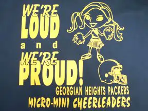 Green t-shirt with Loud-n-Proud cheerleading squad